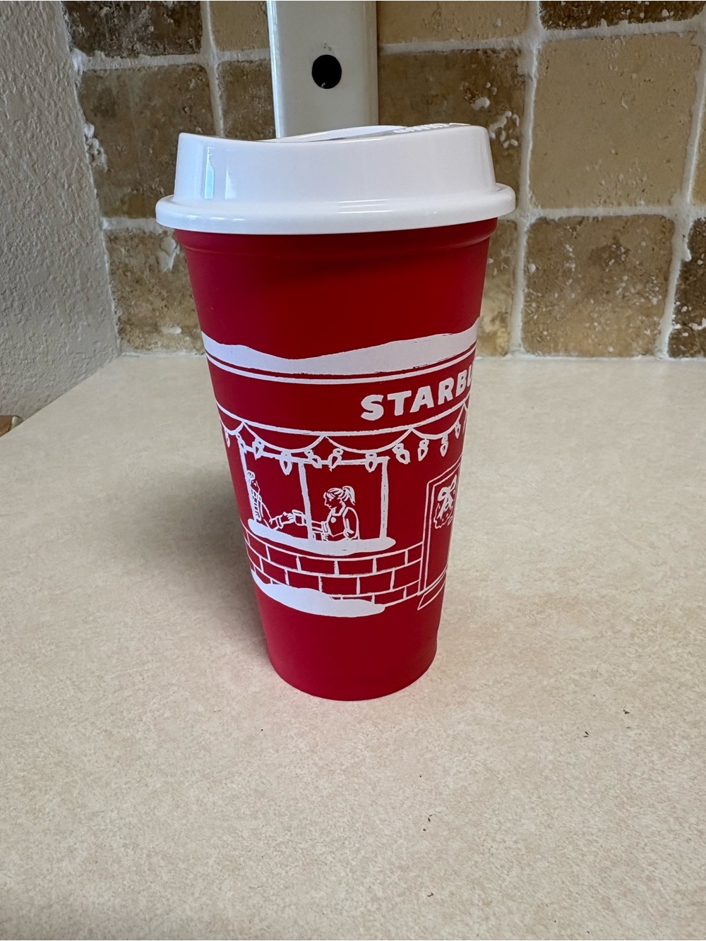 Starbucks Red Reusable Holiday Cup with White Lid